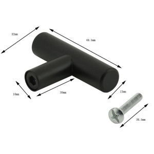 Uchwyt meblowy / wieszak T-BAR grafitowy – niklowany – Gaia Decor – widok produktu wymiary